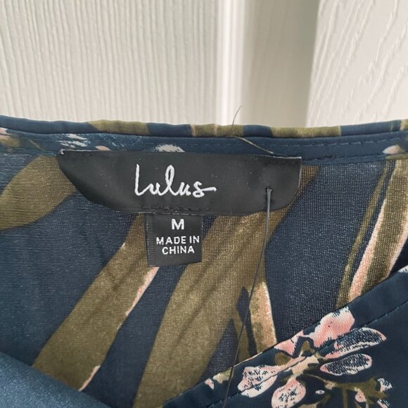 Lulus Remarkable Entrance Navy Blue Floral Print Satin Midi Dress - Size M - Picture 2 of 6